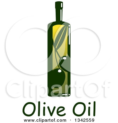 Clipart of a Green Bottle of Olive Oil over Text - Royalty Free Vector Illustration by Vector Tradition SM