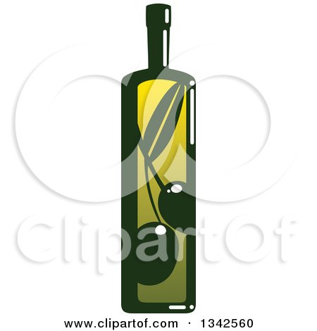 Clipart of a Green Bottle of Olive Oil - Royalty Free Vector Illustration by Vector Tradition SM
