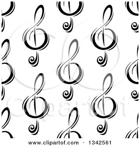 Clipart of a Seamless Background Pattern of Black and White Music Notes 2 - Royalty Free Vector Illustration by Vector Tradition SM