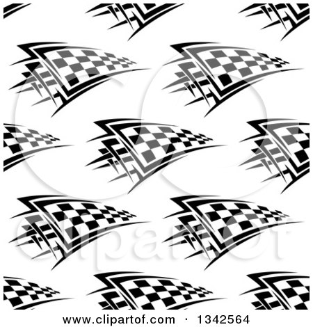 Clipart of a Seamless Background Pattern of Black and White Checkered Racing Flags 2 - Royalty Free Vector Illustration by Vector Tradition SM