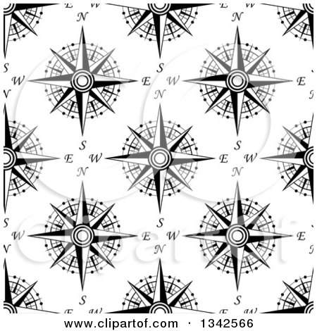 Clipart of a Seamless Pattern Background of Black and White Compasses 7 - Royalty Free Vector Illustration by Vector Tradition SM