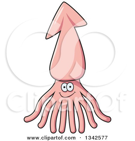 Clipart of a Cartoon Pink Squid - Royalty Free Vector Illustration by Vector Tradition SM
