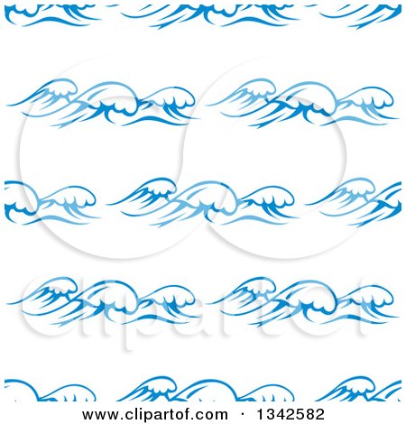 Clipart of a Seamless Background Design Pattern of Ocean Waves in Blue on White 5 - Royalty Free Vector Illustration by Vector Tradition SM