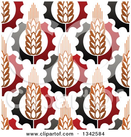 Clipart of a Seamless Background Pattern of Gradient Wheat and Gears 3 - Royalty Free Vector Illustration by Vector Tradition SM