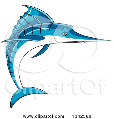Clipart of a Cartoon Blue Marlin Fish - Royalty Free Vector Illustration by Vector Tradition SM
