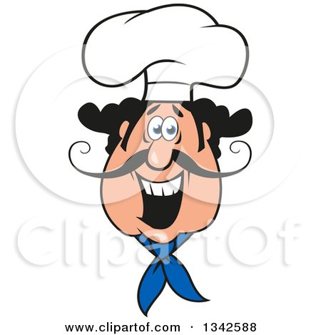 Clipart of a Cartoon Happy Male Chef with a Mustache - Royalty Free Vector Illustration by Vector Tradition SM