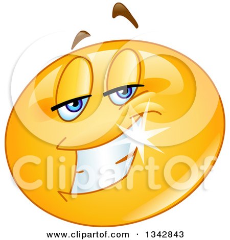 Clipart of a Cartoon Yellow Emoticon Smiley Face with a Charming Expression - Royalty Free Vector Illustration by yayayoyo
