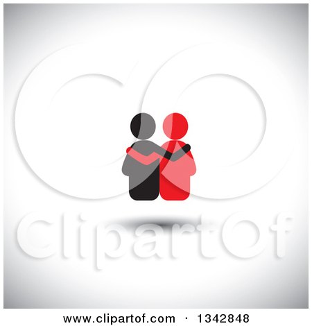 Clipart of a Black and Red Couple Embracing over Shading - Royalty Free Vector Illustration by ColorMagic