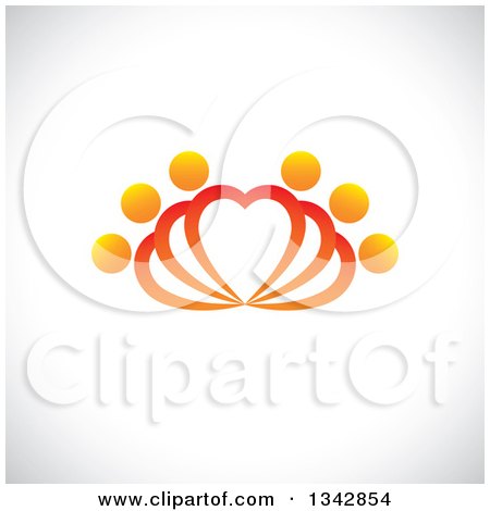Clipart of People Forming Fanning Hearts over Shading - Royalty Free Vector Illustration by ColorMagic
