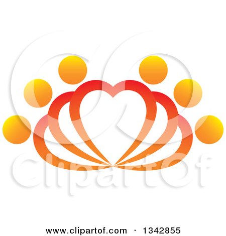 Clipart of People Forming Fanning Hearts - Royalty Free Vector Illustration by ColorMagic