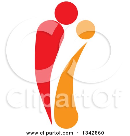 Clipart of a Red and Orange Abstract Couple Spooning - Royalty Free Vector Illustration by ColorMagic