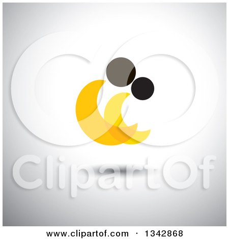 Clipart of an Abstract Yellow and Black Couple Spooning over Shading - Royalty Free Vector Illustration by ColorMagic