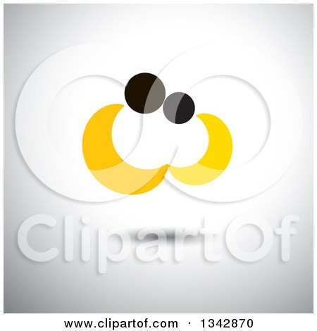 Clipart of an Abstract Yellow and Black Couple Embracing over Shading - Royalty Free Vector Illustration by ColorMagic