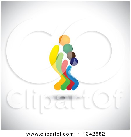 Clipart of a Colorful Abstract Family over Shading - Royalty Free Vector Illustration by ColorMagic