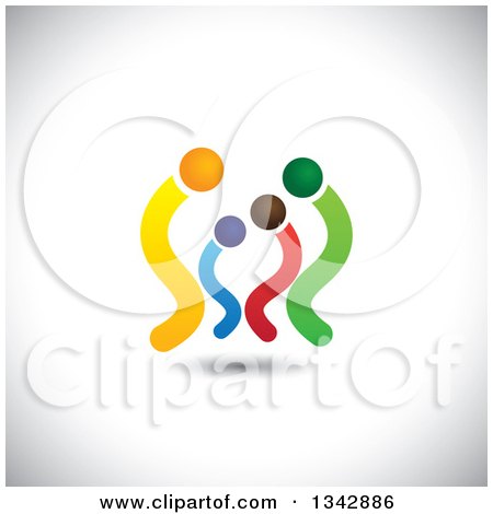 Clipart of a Colorful Abstract Family over Shading 3 - Royalty Free Vector Illustration by ColorMagic