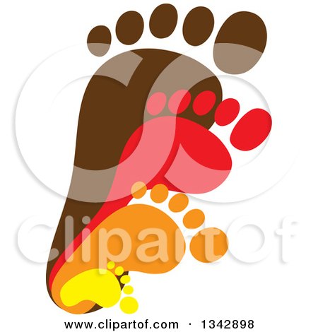 Clipart of Layers of Parent and Children Foot Prints - Royalty Free Vector Illustration by ColorMagic