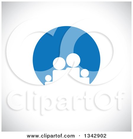 Clipart of a White Silhouetted Family in a Blue Circle over Shading - Royalty Free Vector Illustration by ColorMagic