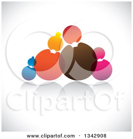 Clipart of a Family Made of Colorful Circles over Shading - Royalty Free Vector Illustration by ColorMagic