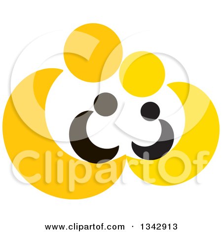 Clipart of Yellow Abstract Parents Sheltering Their Children - Royalty Free Vector Illustration by ColorMagic
