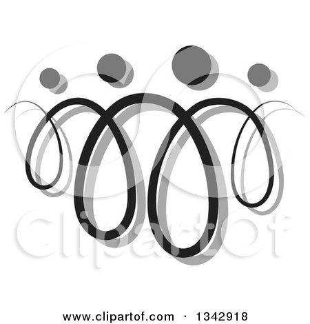 Clipart of a Black Abstract Swirl Family with a Shadow - Royalty Free Vector Illustration by ColorMagic