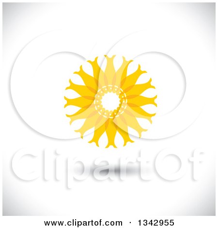 Clipart of a Circle of Yellow Fish over Shading - Royalty Free Vector Illustration by ColorMagic