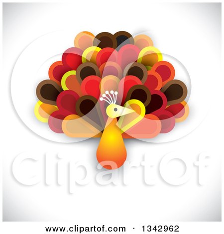 Clipart of a Peacock Bird with Autumnal Colored Feathers, over Shading - Royalty Free Vector Illustration by ColorMagic