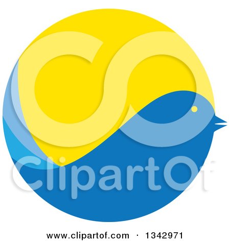 Clipart of a Blue Bird Against a Sun - Royalty Free Vector Illustration by ColorMagic
