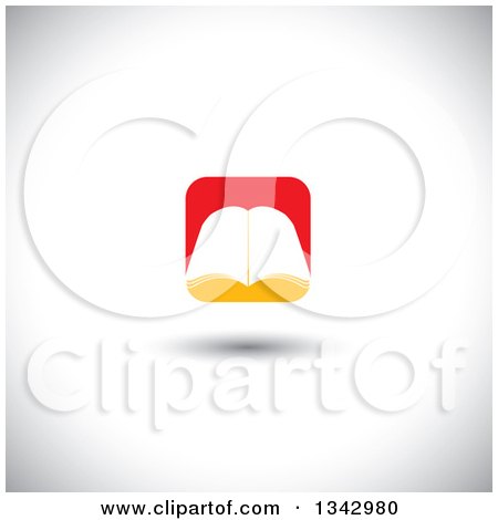 Clipart of a Book with Open Pages over a Red Rounded Corner Square, over Shading - Royalty Free Vector Illustration by ColorMagic
