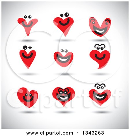 Clipart of Red Heart Face App Icon Design Elements over Shading - Royalty Free Vector Illustration by ColorMagic