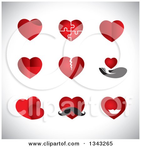 Clipart of Red Heart App Icon Design Elements over Shading - Royalty Free Vector Illustration by ColorMagic