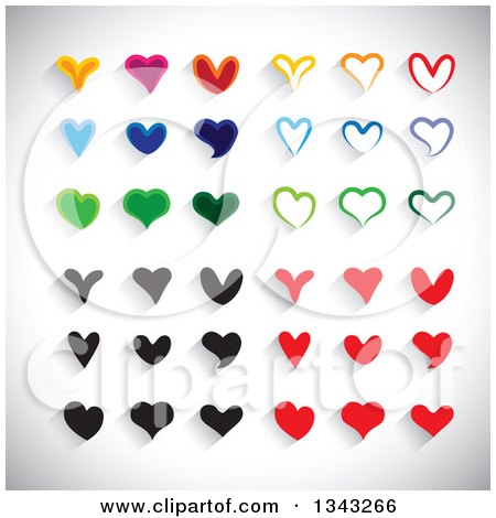 Clipart of Colorful Heart App Icon Design Elements over Shading 2 - Royalty Free Vector Illustration by ColorMagic