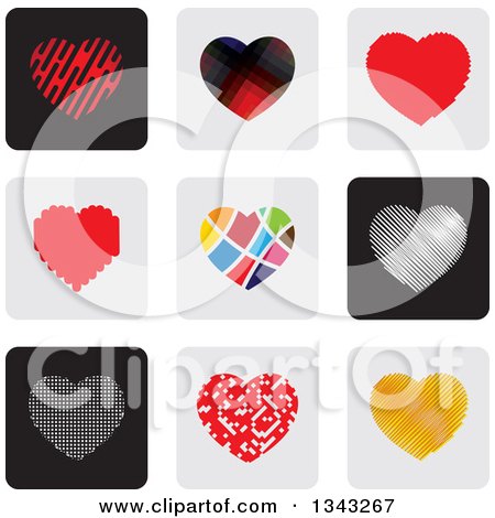 Clipart of Heart App Icon Button Design Elements - Royalty Free Vector Illustration by ColorMagic