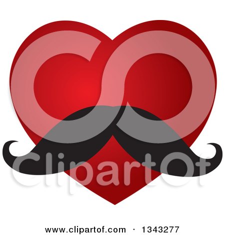 Clipart of a Red Heart with a Mustache - Royalty Free Vector Illustration by ColorMagic