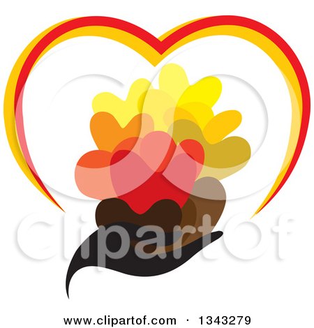 Clipart of a Black Feminine Hand Holding Hearts - Royalty Free Vector Illustration by ColorMagic