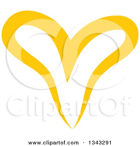 Clipart of a Sketched Yellow Heart - Royalty Free Vector Illustration by ColorMagic