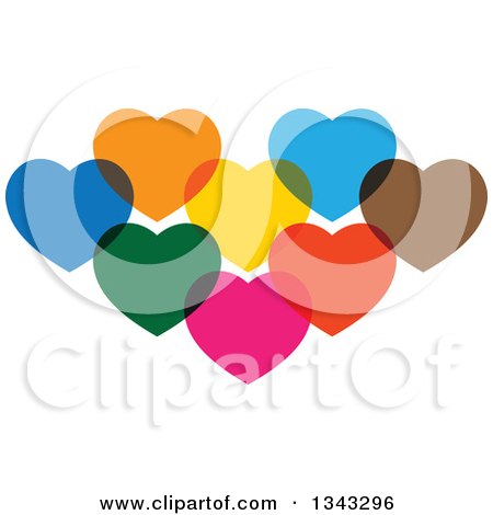Clipart of Cluster of Colorful Overlapping Hearts - Royalty Free Vector Illustration by ColorMagic