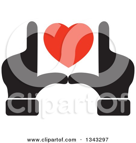 Clipart of Black Male Hands Framing a Red Heart - Royalty Free Vector Illustration by ColorMagic