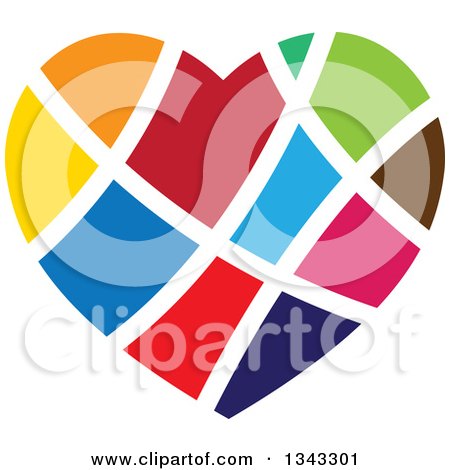 Clipart of a Colorful Heart with White Lines - Royalty Free Vector Illustration by ColorMagic