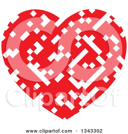Clipart of a Pixelated White and Red Heart - Royalty Free Vector Illustration by ColorMagic