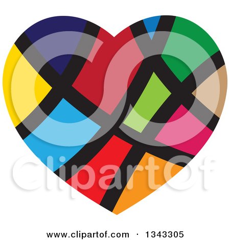 Clipart of a Colorful Heart with Black Lines - Royalty Free Vector Illustration by ColorMagic