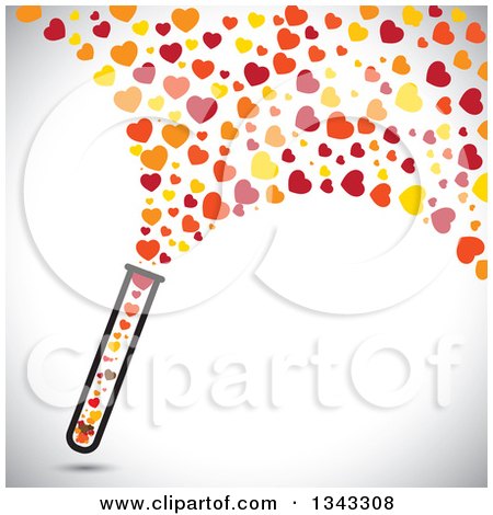 Clipart of a Test Tube with Hearts Flying out over Shading - Royalty Free Vector Illustration by ColorMagic