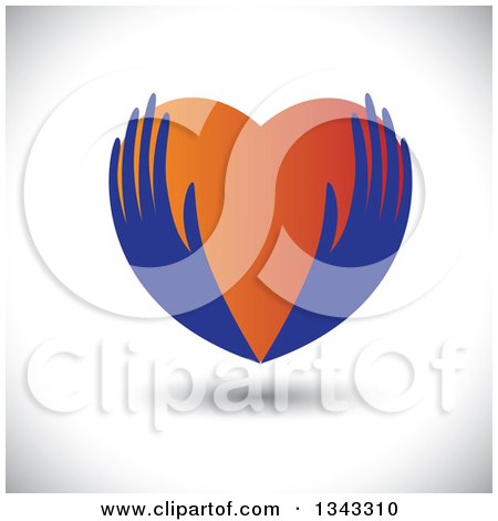 Clipart of Blue Feminine Hands Holding a Gradient Heart over Shading - Royalty Free Vector Illustration by ColorMagic