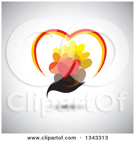 Clipart of a Black Feminine Hand Holding Hearts over Shading - Royalty Free Vector Illustration by ColorMagic