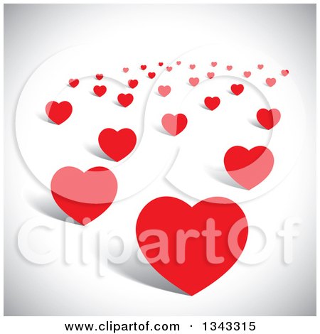 Clipart of Scattered Red Hearts over Shading - Royalty Free Vector Illustration by ColorMagic