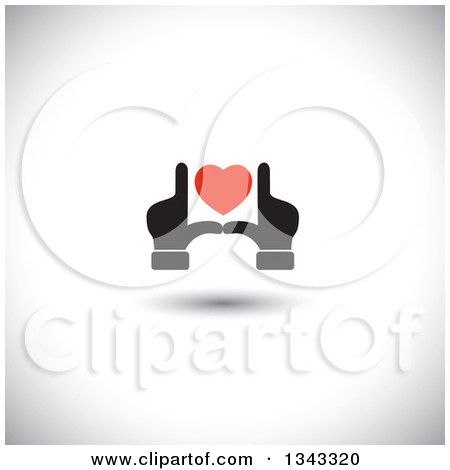 Clipart of Black Male Hands Framing a Red Heart over Shading - Royalty Free Vector Illustration by ColorMagic