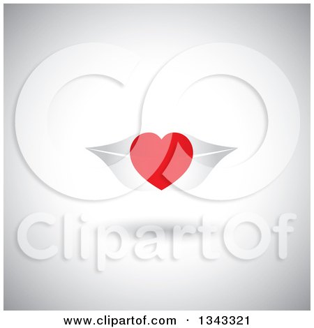 Clipart of a Red Heart over Gray Lips over Shading - Royalty Free Vector Illustration by ColorMagic