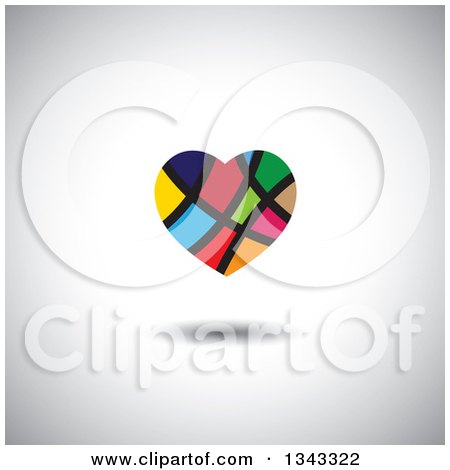 Clipart of a Colorful Heart with Black Lines over Shading - Royalty Free Vector Illustration by ColorMagic