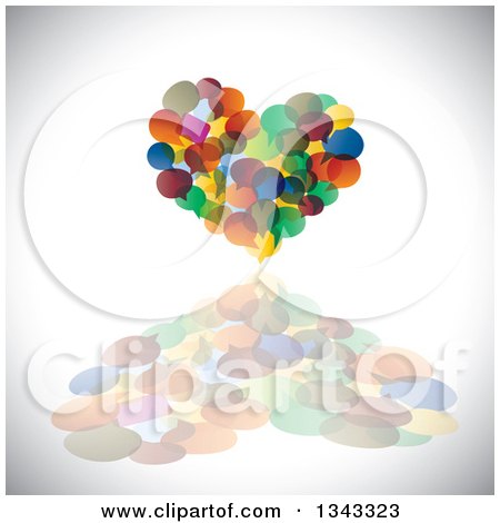 Clipart of a Heart Made of Colorful Speech Balloons and a Reflection over Shading - Royalty Free Vector Illustration by ColorMagic