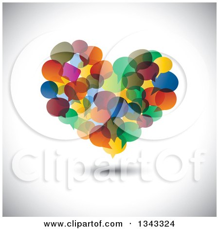 Clipart of a Heart Made of Colorful Speech Balloons over Shading - Royalty Free Vector Illustration by ColorMagic