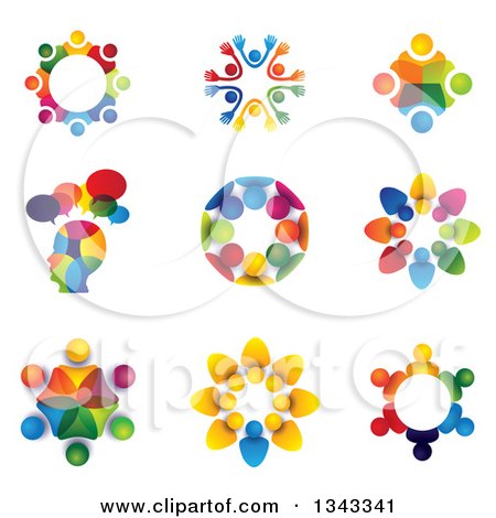 Clipart of Teamwork Unity Groups of Colorful People 2 - Royalty Free Vector Illustration by ColorMagic